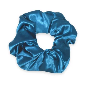 SIDEN SCRUNCHIE STOR - GLANSIG BLÅ